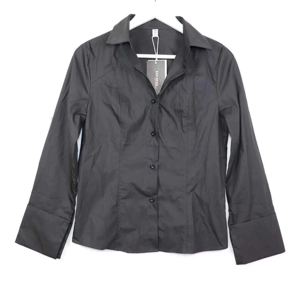 UOOZEE Black Cotton Button‎ Front Collared Long Sleeve Shirt Size Small